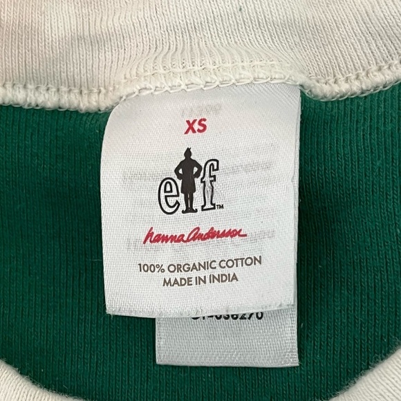 Hanna Andersson Elf Pajama TOP ONLY Christmas Green Organic Cotton Womens XS - Picture 2 of 4